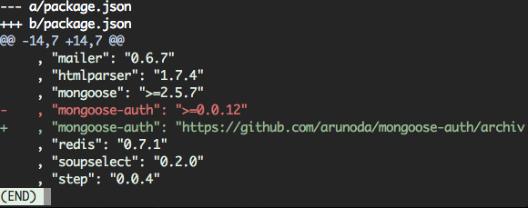 Change in package.json